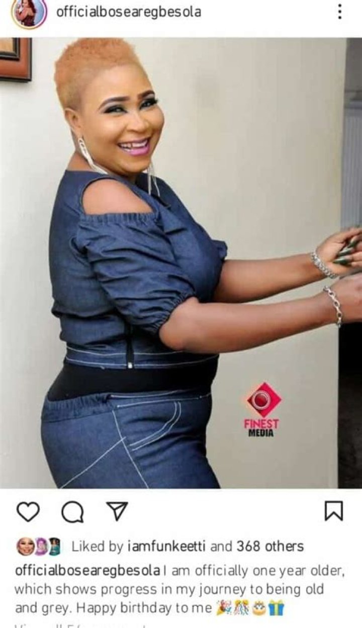 
“I survived the toughest of days,” says actress Bose Aregbesola as she celebrates her birthday in style. 